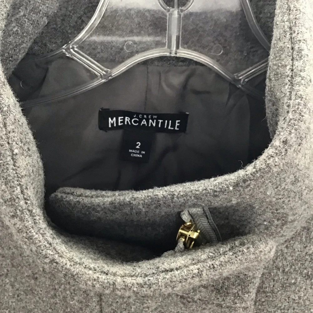 J Crew Mercantile Wool Blend Cit Coat Mid-Length Zip-Up Coat Heather Gray Size 2